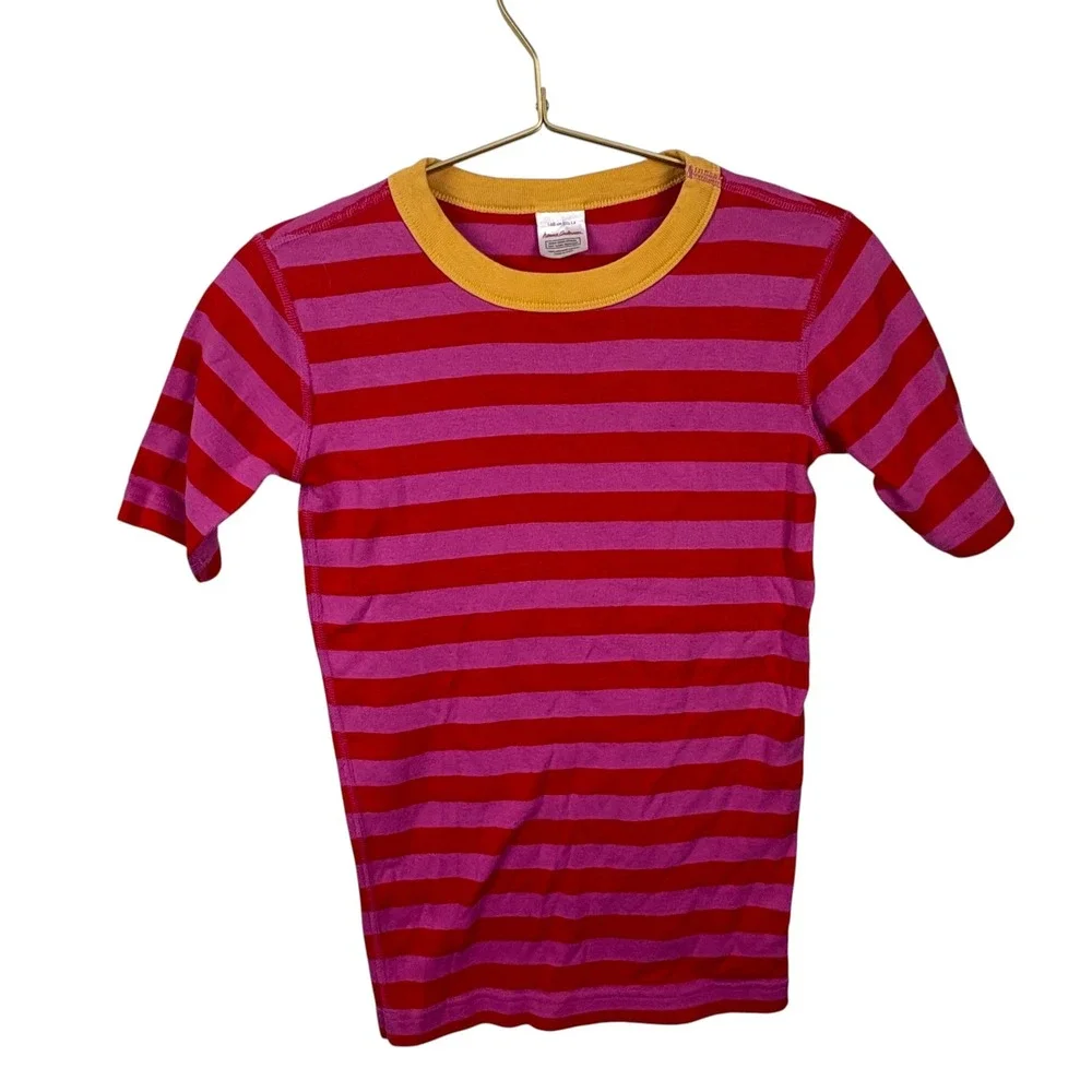 Hanna Andersson Kids Pink Red Striped Organic Cotton Pajama Top Size 160  US 14